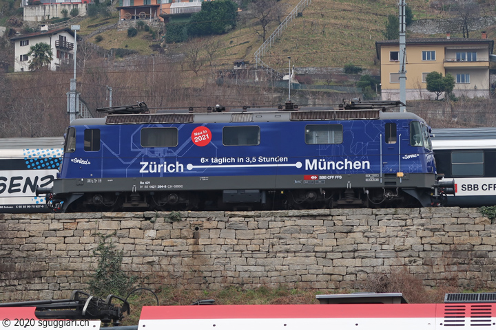 SBB Re 421 394-8 'Zrich - Mnchen 6x tglich in 3,5 Stunden'